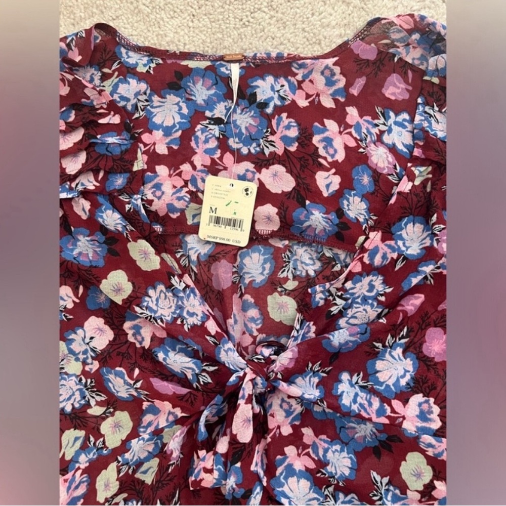 Free People - Maybel Floral Blouse-Size Medium - Picture 4 of 9